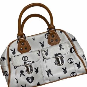 Playboy black and white shoulder monogram bag